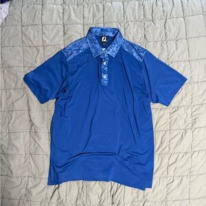 FootJoy Men's Royal Blue Polo with Patterned Collar